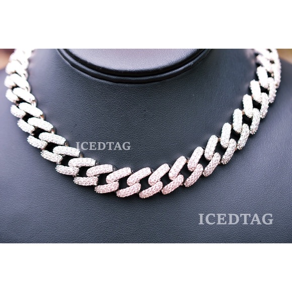 ICED OUT HEAVY WHITE GOLD PLATED MIAMI CUBAN CHAIN